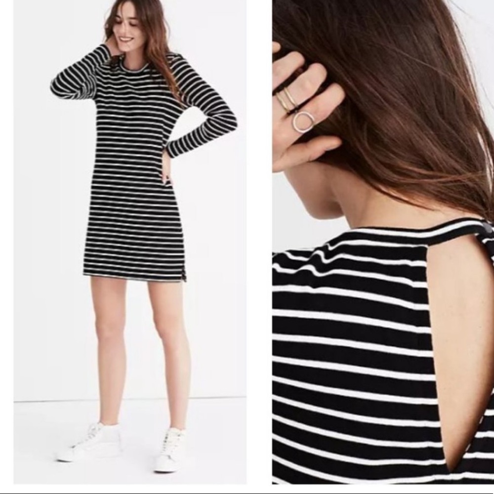 Madewell Striped Keyhole-Back Dress